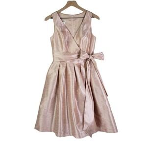 Alfred Sung Bridesmaid Dress 6 Blush Sleeveless Tie Waist D666 Pearl Pink‎